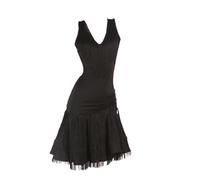 Ärmelloses Latein Für Damen Tanzkleider Für Die Praxis Lateinisches Turnierkleid Für Frauen Flamenco Kleid Salsa Tanzen Outfit,Schwarz,S