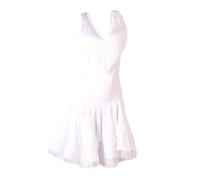 Ärmelloses Latein Für Damen Tanzkleider Für Die Praxis Lateinisches Turnierkleid Für Frauen Flamenco Kleid Salsa Tanzen Outfit,Weiß,S