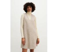 Minikleid MARC O'POLO "aus Boiled Wool", Damen, Gr. 36, Normalgrößen, ohne Ärmel, beige (light stone melange), Obermaterial: 60% Viskose, 40% Schurwolle, unifarben, regular fit kurz, V-Ausschnitt, Kle