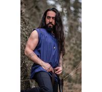 Leonardo Carbone® Ärmelloses Mittelalter Hemd Louis - Mittelalter Kleidung, Mittelalter?Hemd Herren, LARP-Kleidung, Festival Outfit Herren, Kostüm, Freizeithemden Blau XXXL