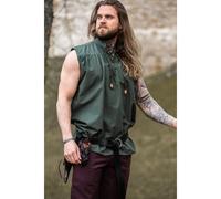 Leonardo Carbone® Ärmelloses Mittelalter Hemd Louis - Mittelalter Kleidung, Mittelalter?Hemd Herren, LARP-Kleidung, Festival Outfit Herren, Kostüm, Freizeithemden Grün XXXL
