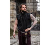 Leonardo Carbone® Ärmelloses Mittelalter Hemd Louis - Mittelalter Kleidung, Mittelalter?Hemd Herren, LARP-Kleidung, Festival Outfit Herren, Kostüm, Freizeithemden Schwarz L