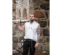 Ärmelloses Stehkragen-Schnürhemd "Louis" Weiß XXXL