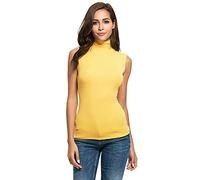 Ärmelloses Top Mit Kragen Damen Ärmelloses-Rollkragenpullover Baumwolle Basic Langarmshirts Einfarbig Ärmellose Weste Ärmellos Shirt Rollkragen-Unterziehshirt DüNn Unterhemden Sommer T-Shirts
