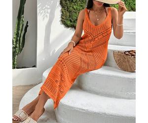 Ärmelloses Überkleid mit V-Ausschnitt, für den Strandurlaub im Sommer, Cut Out