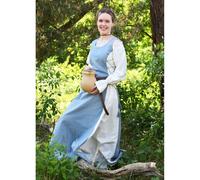 Battle-Merchant - Ärmelloses Mittelalterkleid Jarle - Wikinger Träger-Kleid für Damen - Mittelalter, Kostüm, LARP, Fantasy (S, Blaugrau/Natur)