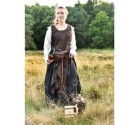 Battle-Merchant - Ärmelloses Mittelalterkleid Jarle - Wikinger Träger-Kleid für Damen - Mittelalter, Kostüm, LARP, Fantasy (S, Braun/Schwarz)
