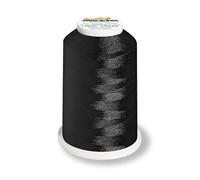 Aero-Flock 9120 und 9121 Miniking 1000m - Uni Multicolor Overlockgarn Bauschgarn für dehnbare Nähte, Nähgarn (Black)