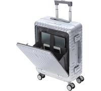 Aerolite Reißverschlussloser Kabinenkoffer 55x40x20 mit USB-Ladeanschluss & Laptop-Tasche - Aluminium-Rahmen Hartschalenkoffer, TSA-Schloss, 4 Rollen, Handgepäck für die meisten Airlines