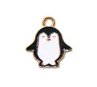Aeromdale Emaille-Charms, Pinguin-Form, goldfarbener Rand, Anhänger für Armband, Halskette, Schmuck, DIY-Zubehör, 13 x 11 mm, 1 Set