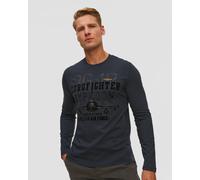 Aeronautica Militare Bedrucktes Langarmshirt Für Herren 252ts2477uj00641-8184 Dunkelblau M