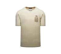 Aeronautica Militare Herren-T-Shirt TS2534 dreifarbiger Pfeil-Aufdruck Beige XXL