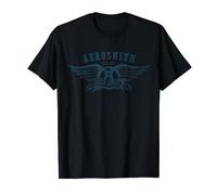 Aerosmith Herren T-Shirt Schwarz S Klassische Passform Halbarme Rundhals-Ausschnitt Oktober 1970 Band-T-Shirt