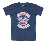 Aerosmith T Shirt Boston Pride Band Logo Nue offiziell Herren Navy Blau Snow