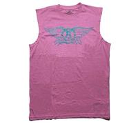 Aerosmith Tank Top Muscle T Shirt Glitter Print Band Logo Nue offiziell Rosa L