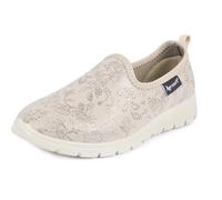 Aerosoft Damen Ballerina Stretch 20 Weite G-H rutschhemmend leicht Soft dehnbar (Beige Blume, EU Schuhgrößensystem, Erwachsene, Damen, Numerisch, M, 36)
