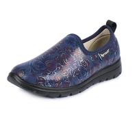 Aerosoft Damen Ballerina Stretch 20 Weite G-H rutschhemmend leicht Soft dehnbar (Blau Blume, EU Schuhgrößensystem, Erwachsene, Damen, Numerisch, M, 37)