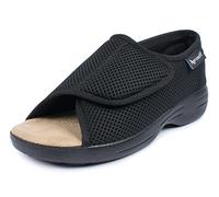 Aerosoft Reha-Sandale Stretch 14 Damen Herren Klettverschluss Weite G-H rutschhemmend (Schwarz, 37)