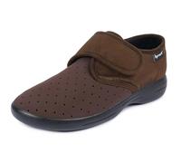 Aerosoft Stretch 10 Klett-Hausschuh Damen & Herren - leicht, Wechselfußbett, Weite G-H, rutschhemmend (braun, Numeric_39)