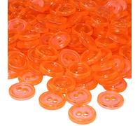 AERZETIX - C56360 - Satz von 100 Knöpfe zum nähen runden Ø11.5x2.2 mm mit 2 löcher - durchmesser der öffnung 2 mm - farbe transparent neonorange - aus kunststoff - freizeit dekoration kurzwaren mode