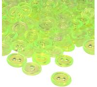 AERZETIX - C56367 - Satz von 100 Knöpfe zum nähen runden Ø11.5x2.2 mm mit 2 löcher - durchmesser der öffnung 2 mm - farbe neongrün transparent - aus kunststoff - freizeit kreativ dekoration kurzwaren