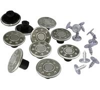 AERZETIX - C56612 - Satz von 10 Druckknöpfe ersatz Ø17 mm sterne gedruckt für jeans hosen - aus metall - farbe antik silber - kurzwaren nähen kleidung handwerk kunsthandwerk