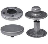 AERZETIX - C56627 - Satz von 10 Druckknöpfe mit feder Ø15 mm 4 metallteile - farbe grau - für handtasche jeans geldbörsen - lederwaren kleidung leder handwerk