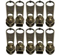 AERZETIX - C62568-10er-Pack Schieber Nr. 3 Nicht verriegelbare für reißverschlüsse mit spirale aus Nylon - Farbe: Vintage - aus Metall - für röcke Kleider Lederwaren und Kissen