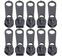 AERZETIX - C62796-10er-Pack Schieber Nr. 5 Nicht verriegelbare für reißverschlüsse spirale - Farbe: dunkelgrau - aus Metall - für röcke Kleider Lederwaren und Kissen