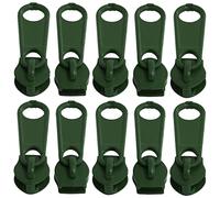 AERZETIX - C62837-10er-Pack Schieber Nr. 5 Nicht verriegelbare für reißverschlüsse spirale - Farbe: Militärgrün - aus Metall - für röcke Kleider Lederwaren und Kissen