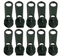 AERZETIX - C62843-10er-Pack Schieber Nr. 5 Nicht verriegelbare für reißverschlüsse spirale - Farbe: dunkelgrün - aus Metall - für röcke Kleider Lederwaren und Kissen