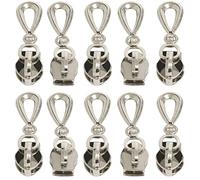 AERZETIX - C62947-10er-Pack Schieber nicht verriegelbare Nr. 5 für spiralreißverschlüsse mit zierleiste - farbe: silber - aus metall - rock kleid lederwaren jeans