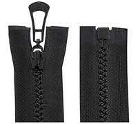 AERZETIX - C64115-2er-Set Reißverschluss Nr. 5 selbstsichernd 60 cm trennbar - metallzuglasche - Farbe schwarz - Schieber aus netzgewebe kurzwaren Kleidung nähen Jacke