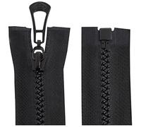 AERZETIX - C64116-2er-Set Reißverschluss Nr. 5 selbstsichernd 65 cm trennbar - metallzuglasche - Farbe schwarz - Schieber aus netzgewebe kurzwaren Kleidung nähen Jacke