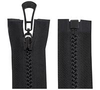 AERZETIX - C64118-2er-Set Reißverschluss Nr. 5 selbstsichernd 75 cm trennbar - metallzuglasche - Farbe schwarz - Schieber aus netzgewebe kurzwaren Kleidung nähen Jacke