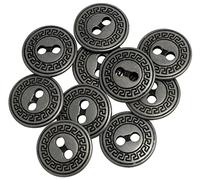 AERZETIX - C65517 - Satz von 10 Knöpfe zum nähen metallischen Ø15 mm mit 2 löchern - öffnung 2.4 mm - farbe grau - kurzwaren nähen kleidung handwerk jeans