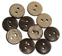 AERZETIX - C65618-10er-Pack runde Knöpfe aus holz Ø11.5x2.7 mm mit 2 löchern L18 18L - farbe: braun/beige - öffnungsdurchmesser Ø1.6 mm - kurzwaren nähen kleidung handwerk mode deko