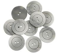 AERZETIX - C65628-10er-Set flache runde Knöpfe zum annähen Ø25x3.6 mm mit 2 löchern 40L L40 - farbe grau - aus kunststoff - öffnung Ø2.4 mm - kurzwaren kleidung nähen konfektion stoff nadel