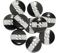 AERZETIX - C65630-10er-Pack runde Nähknöpfe knöpfe zum annähen Ø12.5x2.9 mm mit 4 löchern 20L L20 - farbe schwarz/weiß/grau - aus kunststoff - öffnung Ø1.7 mm - kurzwaren kleidung nähen nadel