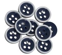 AERZETIX - C65636-10er-Set Nähknöpfe - rund Ø11.5x3.2 mm - mit rand - 4 löcher L18 18L - aus kunststoff - farbe: dunkelblau/weiß - öffnung 1.7 mm - kurzwaren nähen bekleidung stoffe