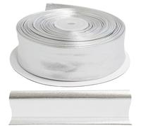 AERZETIX - C77459 - Rolle gefaltetes Schrägband zum Nähen 10 Meter x 30 mm - 5% Lycra und 95% Polyester - silberfarben