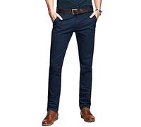 Aeslech Herren Tapered Stretch Chinos Lässige Business-Hose Formelle Regular Fit 169 Dark Blue 36