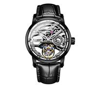 Aesop Tourbillon Herrenuhren Hohles Skelett Zifferblatt Mechanischer Handaufzug Analoge Herren Armbanduhren Super leuchtender Saphirglas Spiegel Wasserdicht Business Luxusuhr 7053(Schwarz)
