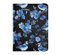 Aesthetic Blue Birds Black Passport and Impfpass Wallet Combo Passport Case Travel Documents Wallet Passport Holder Case for Men and Women Waterproof