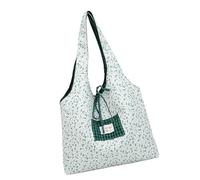 Ästhetische Canvas Tragetasche, wiederverwendbare Schultertasche für Damen, Freizeit, Urlaub, Einkaufen, Arbeit, Fitnessstudio, Stofftaschen mit Blumenmuster, wiederverwendbare Einkaufstasche