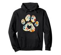 Ästhetische Grafik für Hundeliebhaber mit floralem Pfotenabdruck für Damen Pullover Hoodie