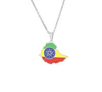 Äthiopien-Karte-Anhänger-Halskette Für Damen Aus 316L Für Herren - Äthiopien-Flagge-Karte-Halskette,45/60 Cm Kette,Klassische Äthiopien-Schmuck-Halskette,Kreativität,Modischer Karten-Anhänger