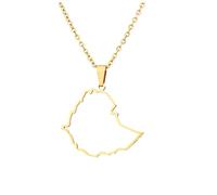 Äthiopien Karte Anhänger Halsketten - Ethnisches Muster Flagge Region Äthiopien Karten Schlüsselbeinkette Halsketten Charm Hip Hop Trendy Schmuck für Damen Herren Pullover Kette,Gold A,50 cm