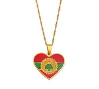 Äthiopien Oromia Karte Herz Anhänger Halsketten Für Frauen Mädchen, Oromo Flagge Schmuck Geschenke,Charms Umriss Trendy Patriotisch Ethnisch Unisex Accessoires,Verstellbare Kette,Täglich Lä