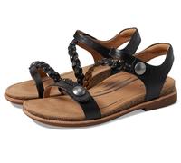 Aetrex Damen Jenn geflochtene orthopädische Komfort Leder flache Sandalen für Frauen, Schwarz, 39 EU